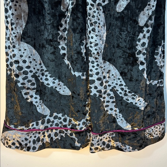 Sofia Intimates by Sofia Vergara Crushed Velvet Pajama black & grey leopard M - Picture 7 of 11